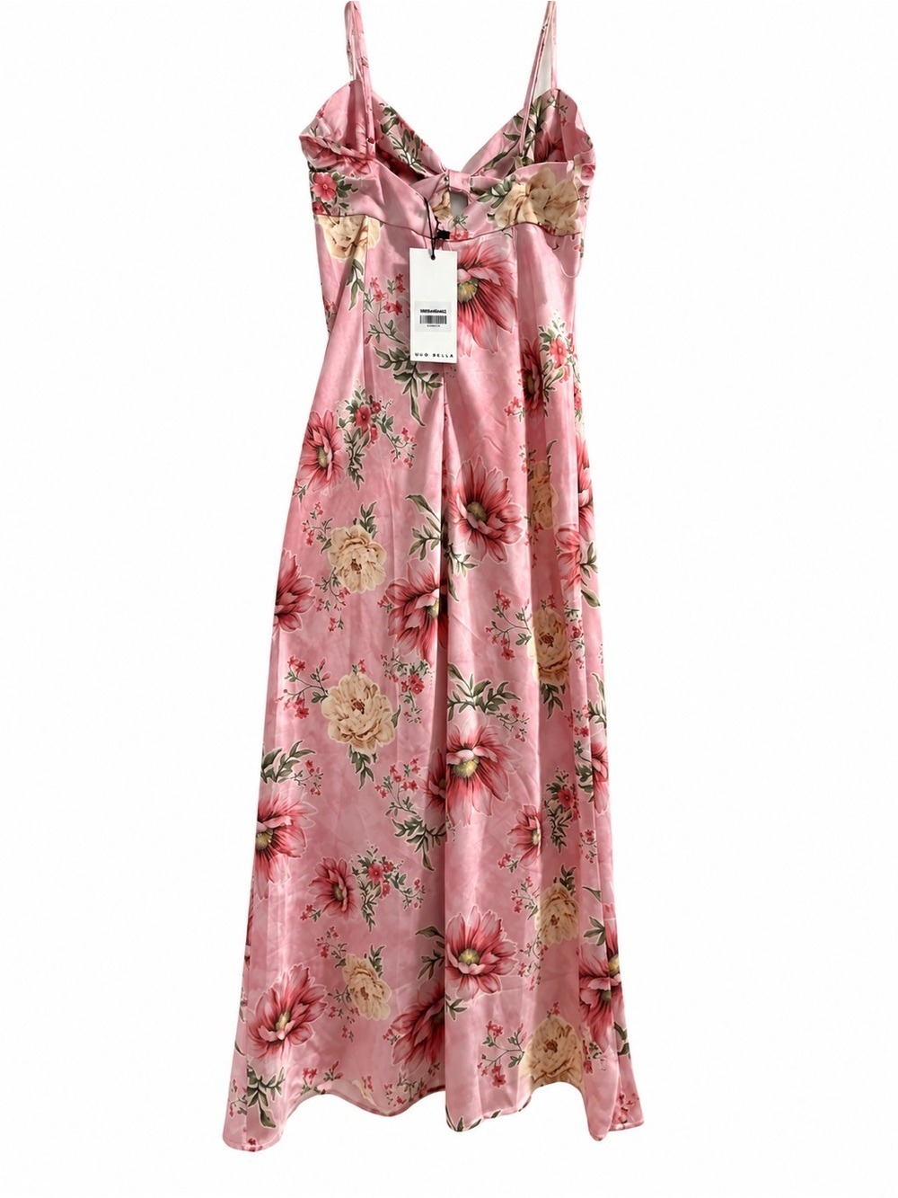 Hello Molly Sun Drenched Shores Pink Floral Satin Midi Dress NWT Small - Picture 7 of 7